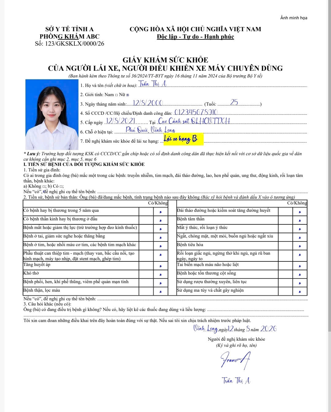 Giấy khám sức khỏe